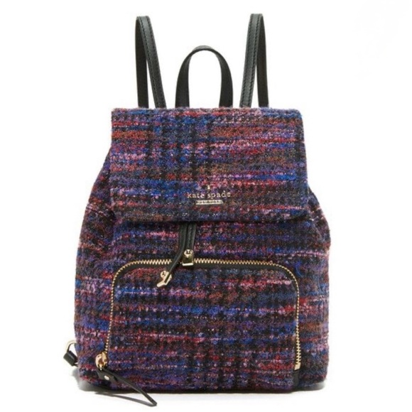 Kate Spade Jessa Tweed Backpack with Emerson Fabric 90's inspired WITH DUST BAG